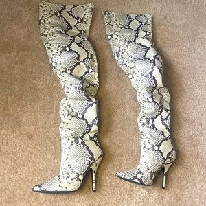 Thigh High Snake Print Boots
